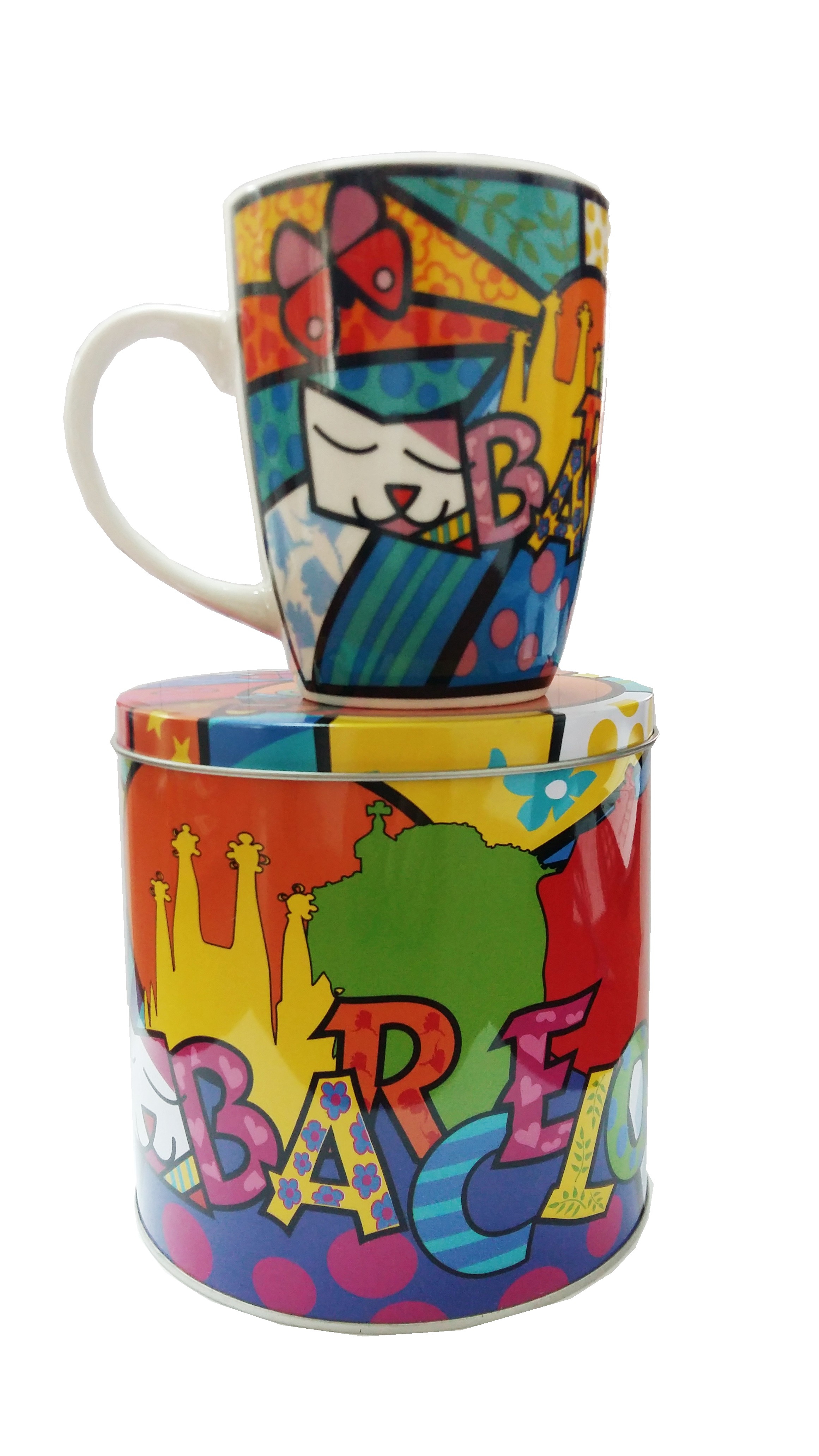 Taza con caja de metal